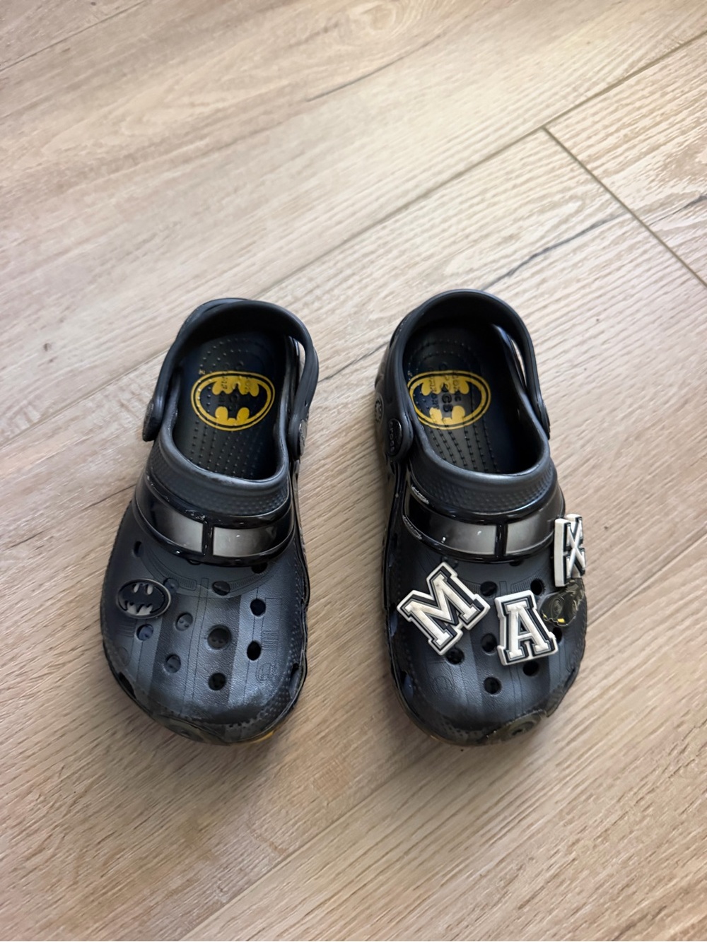 Kids Black Batman Crocs Sandals - Lightweight Play Shoes Size 11